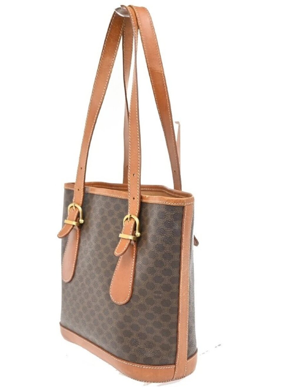 CELINE Logo Macadam Pattern Shoulder Tote Bag PVC Leather Brown Italy 61KB607 - Picture 2 of 15